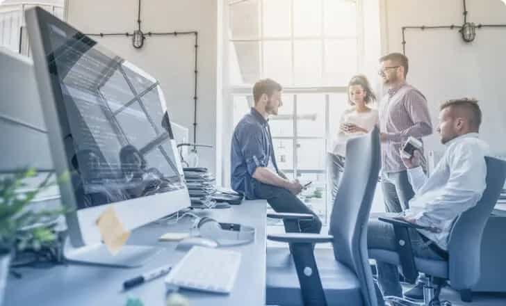 technology people working together