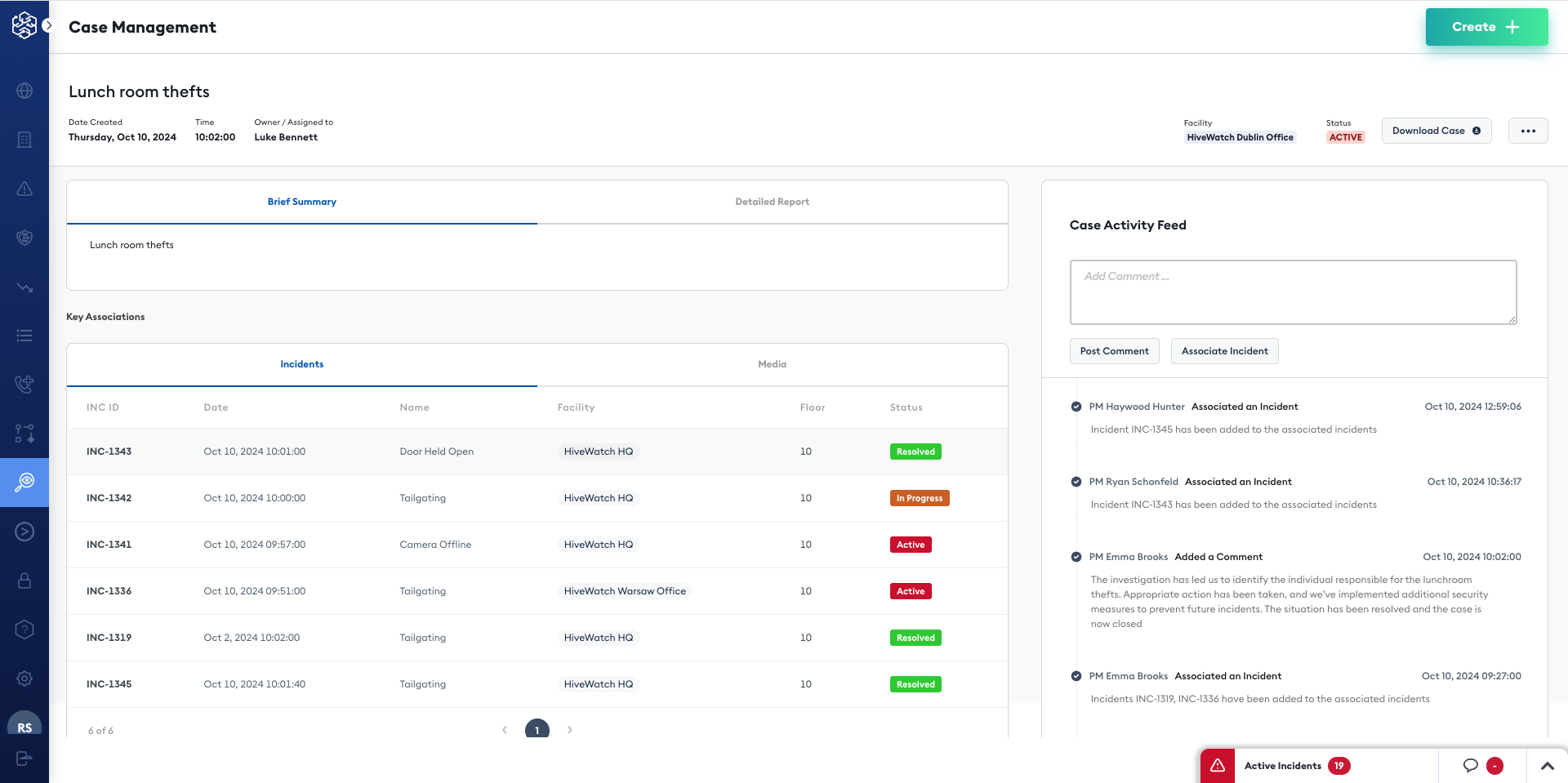 HiveWatch now offers case management within its platform to help with incident response and investigations