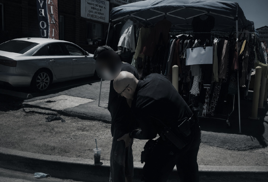 Officer arresting a suspect following an operator escalation